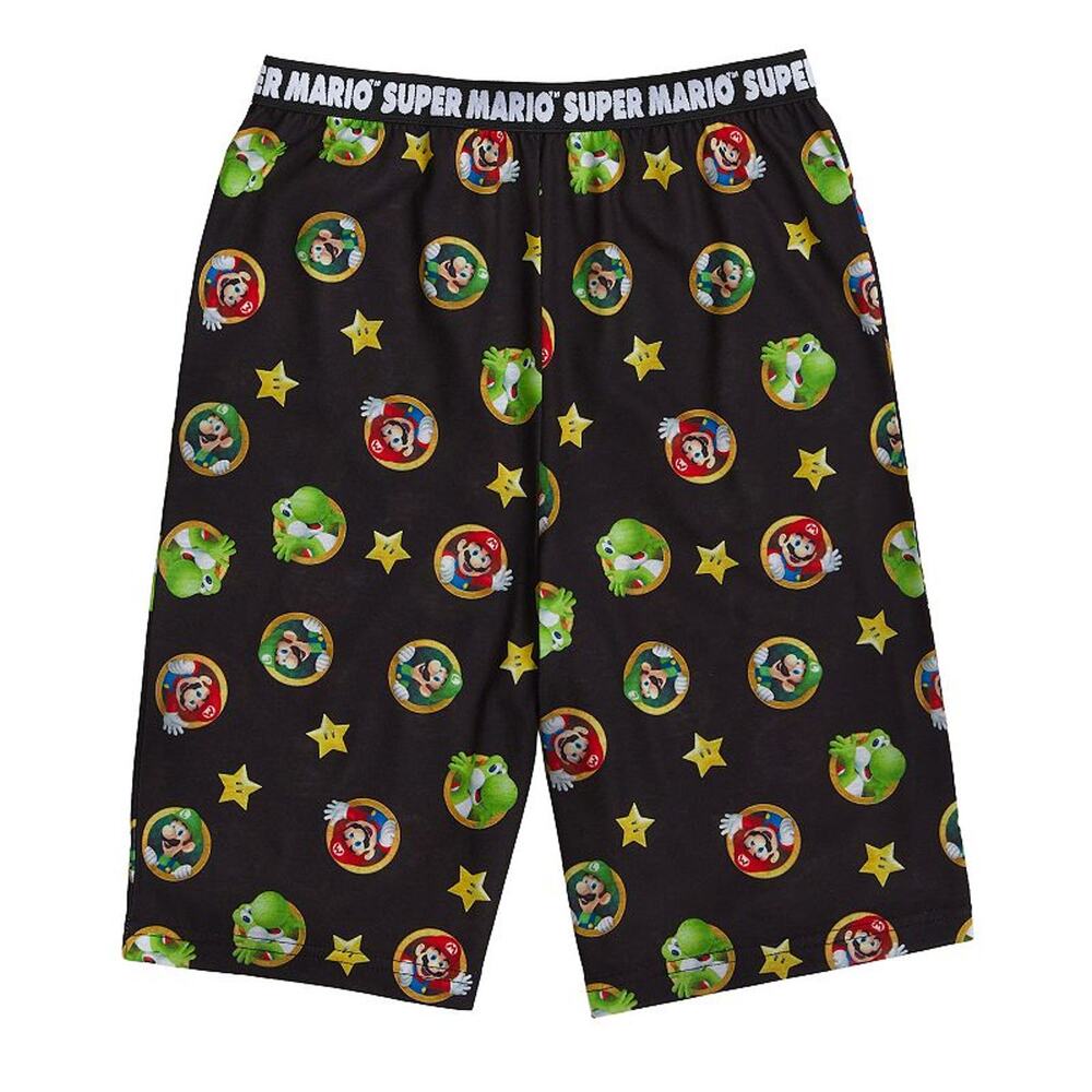 Super Mario Boys  Pajama Shorts Allover Print Size 6 Black Multi NWT